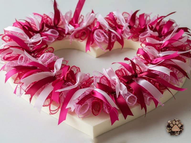 Foam and Ribbon Heart Wreath